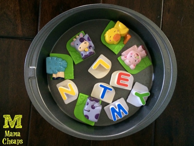 magnets on cake tray car road trip boredom buster toddler