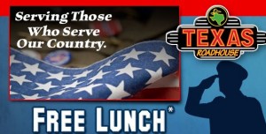 Texas Roadhouse Veterans Day FREEBIE: Free Lunch for Veterans, Retired