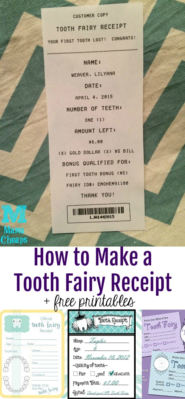 FREE Printable Tooth Fairy Receipts Several to Choose From Mama Cheaps