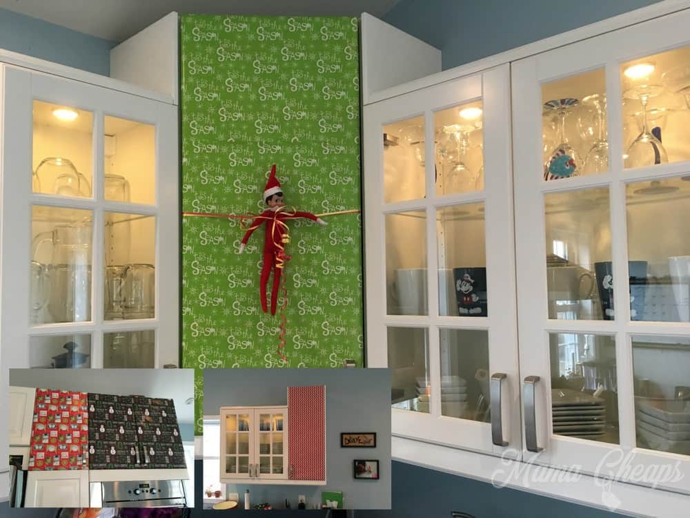 Elf Wraps Cabinets in Wrapping Paper
