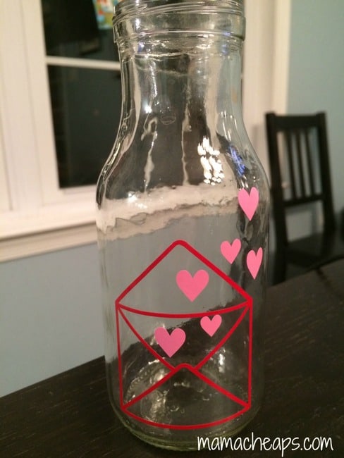 valentine decorated milk bottle craft vinyl