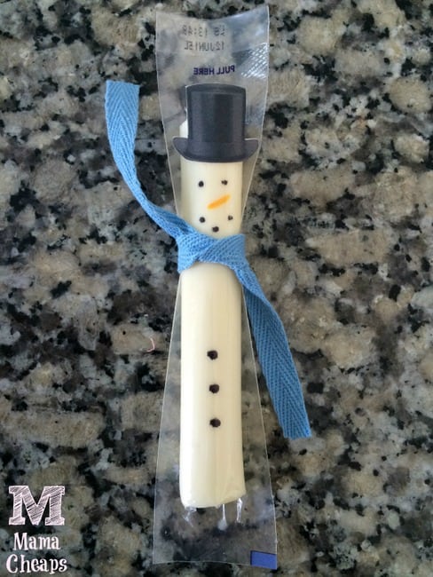 snowman cheese stick string cheese