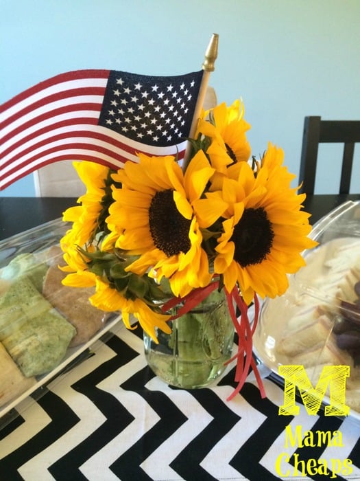 sunflower centerpiece american flag