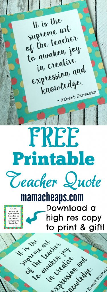 Free Printable Teacher Quote Gift Print