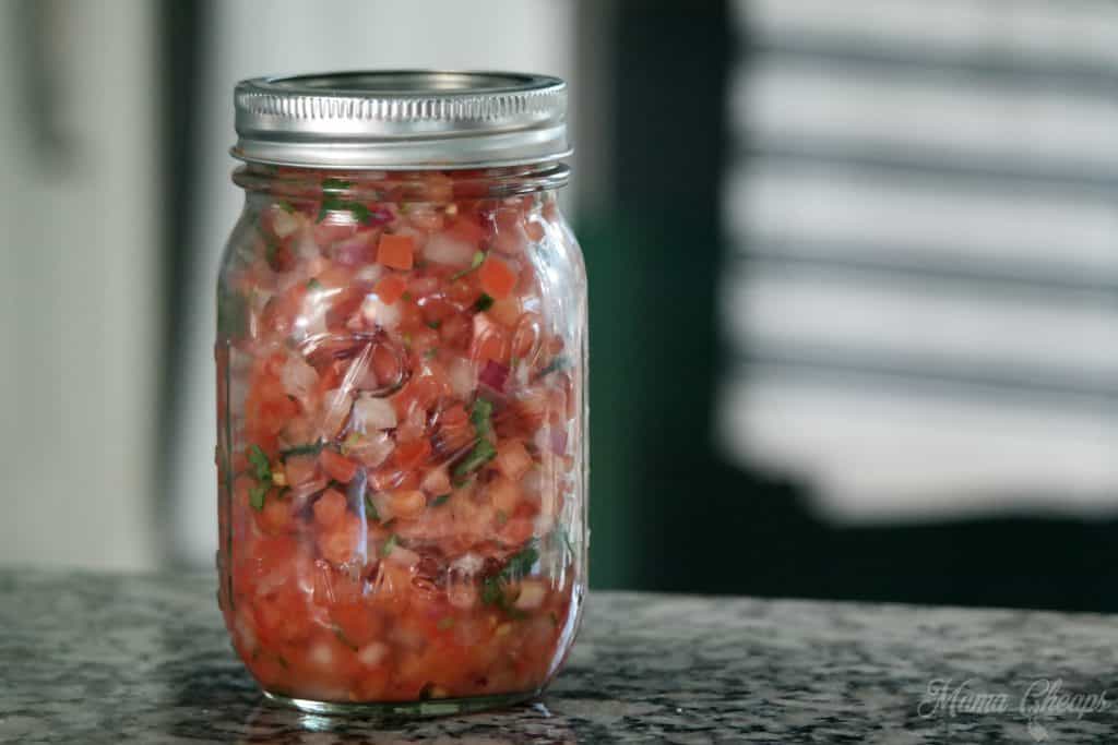 fresh tomato salsa jar