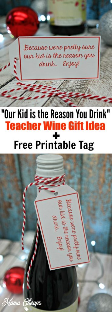 Teacher Wine Gift Free Tag