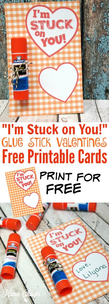I'm Stuck on You Glue Stick Valentines Free Printables