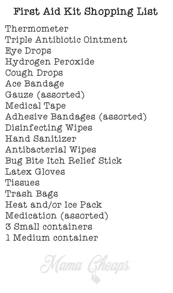 First Aid Kit Shopping List
