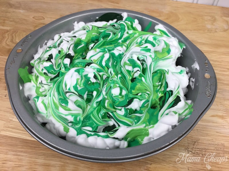 Shaving Cream with Marbled Paint