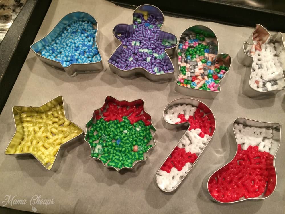 Baked Perler Bead Cookie Cutter Ornaments