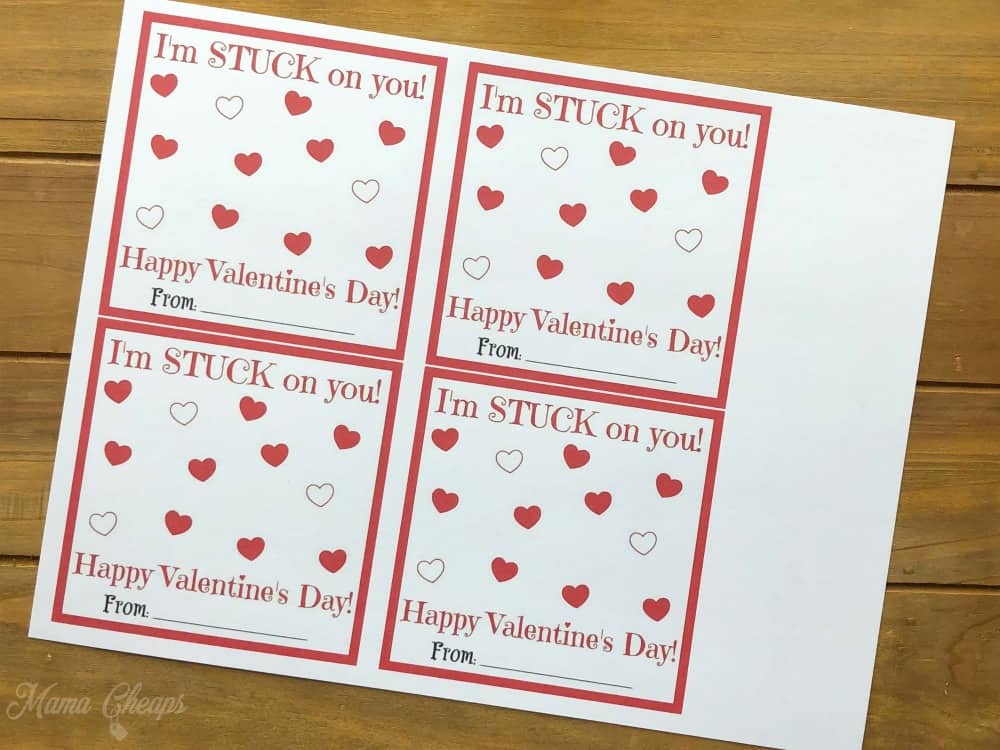 Sticker Valentine Card Printables