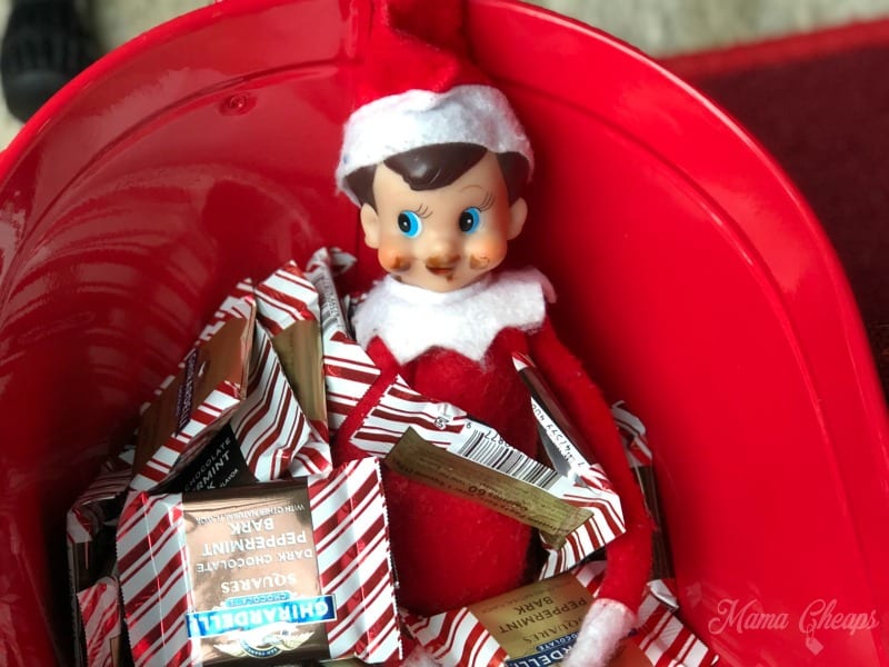 elf steals chocolate