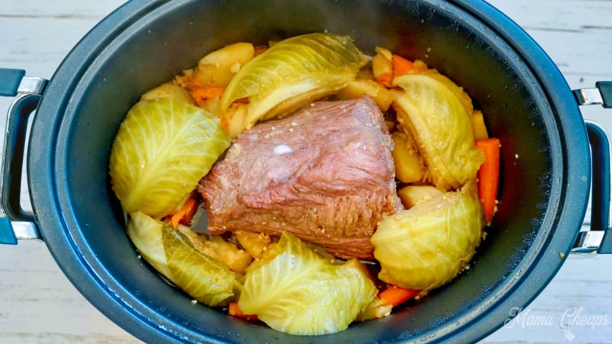 Cooked Corned Beef and Cabbage