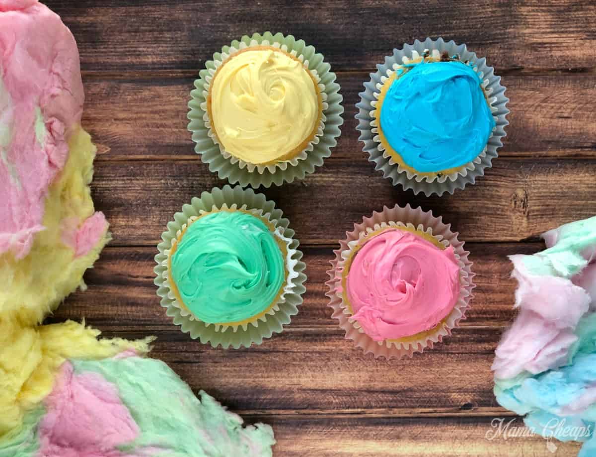Pink Blue Green Yellow Cupcakes