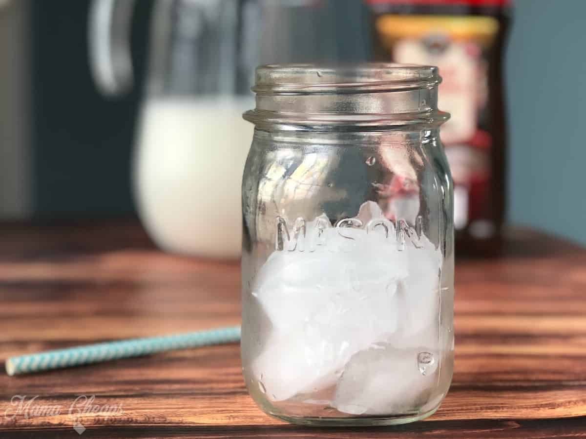 Dalgona Whipped Coffee Ice in Mason Jar