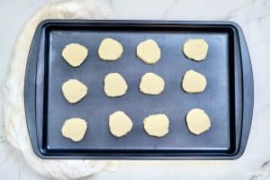 Cookie dough on baking sheet
